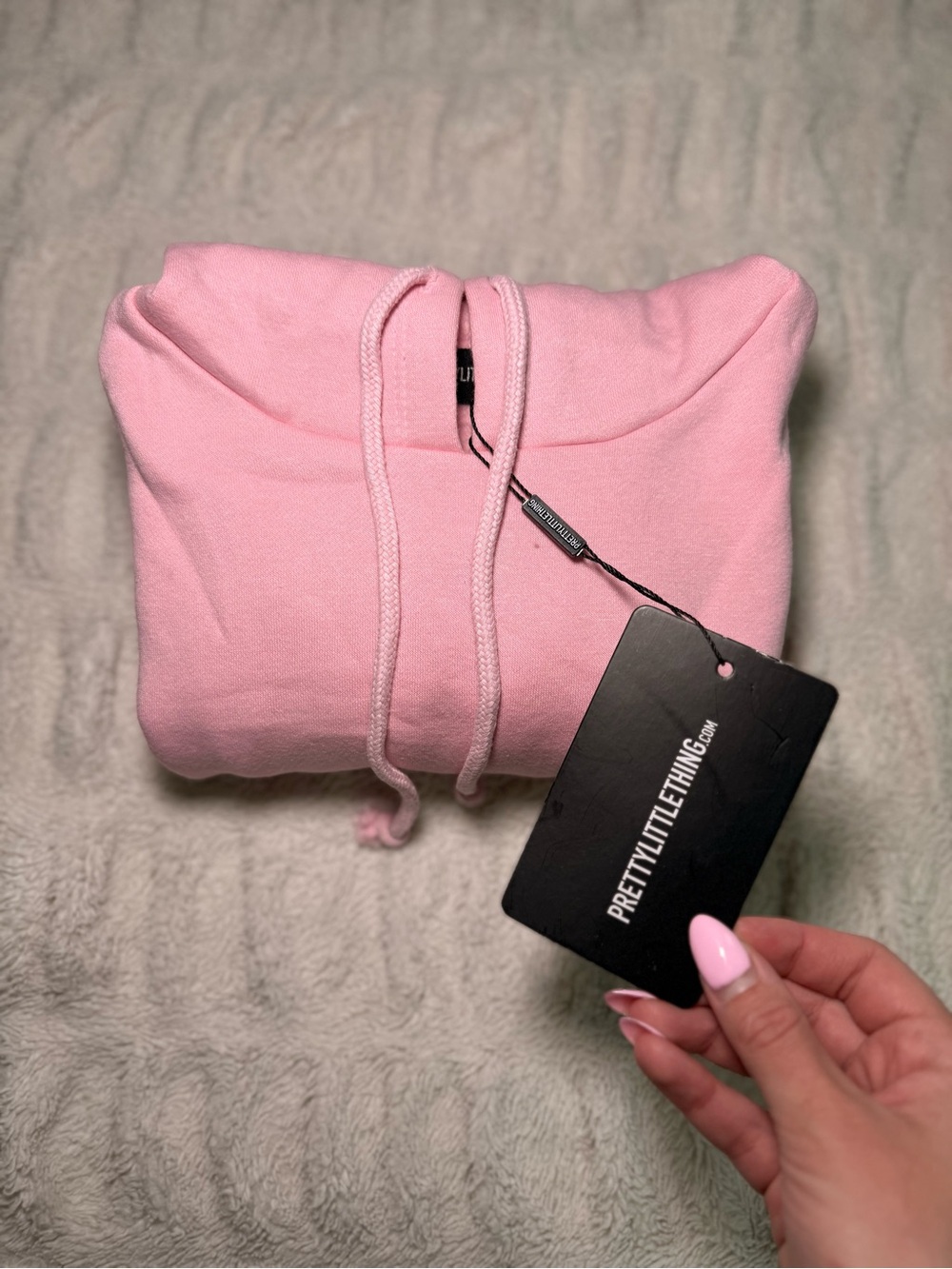 PrettyLittleThing Baby Pink Cropped Hoodie Size S